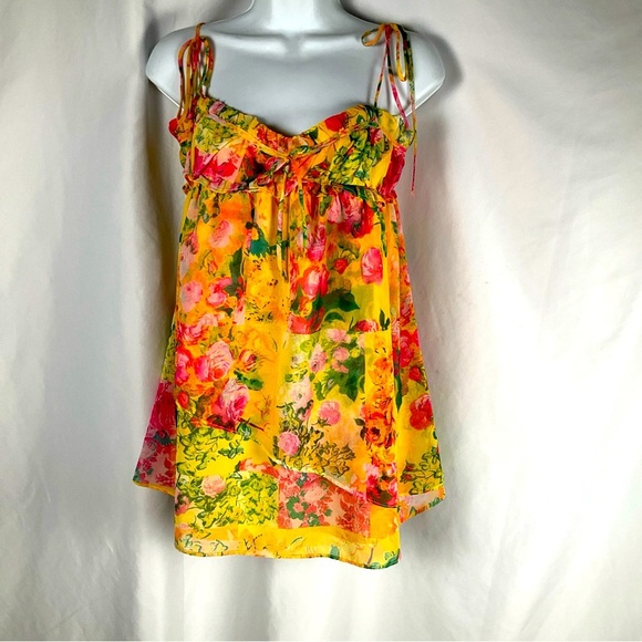 Goodnight Macaroon Women’s Size S Floral Layered Flowy Top - Picture 1 of 12